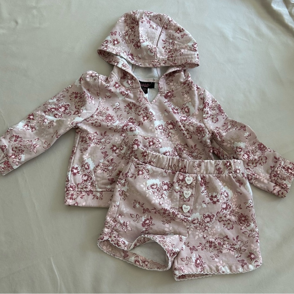 Nicole Miller Sport Toddler Girl 3T Floral Hooded Baby Jogger Set